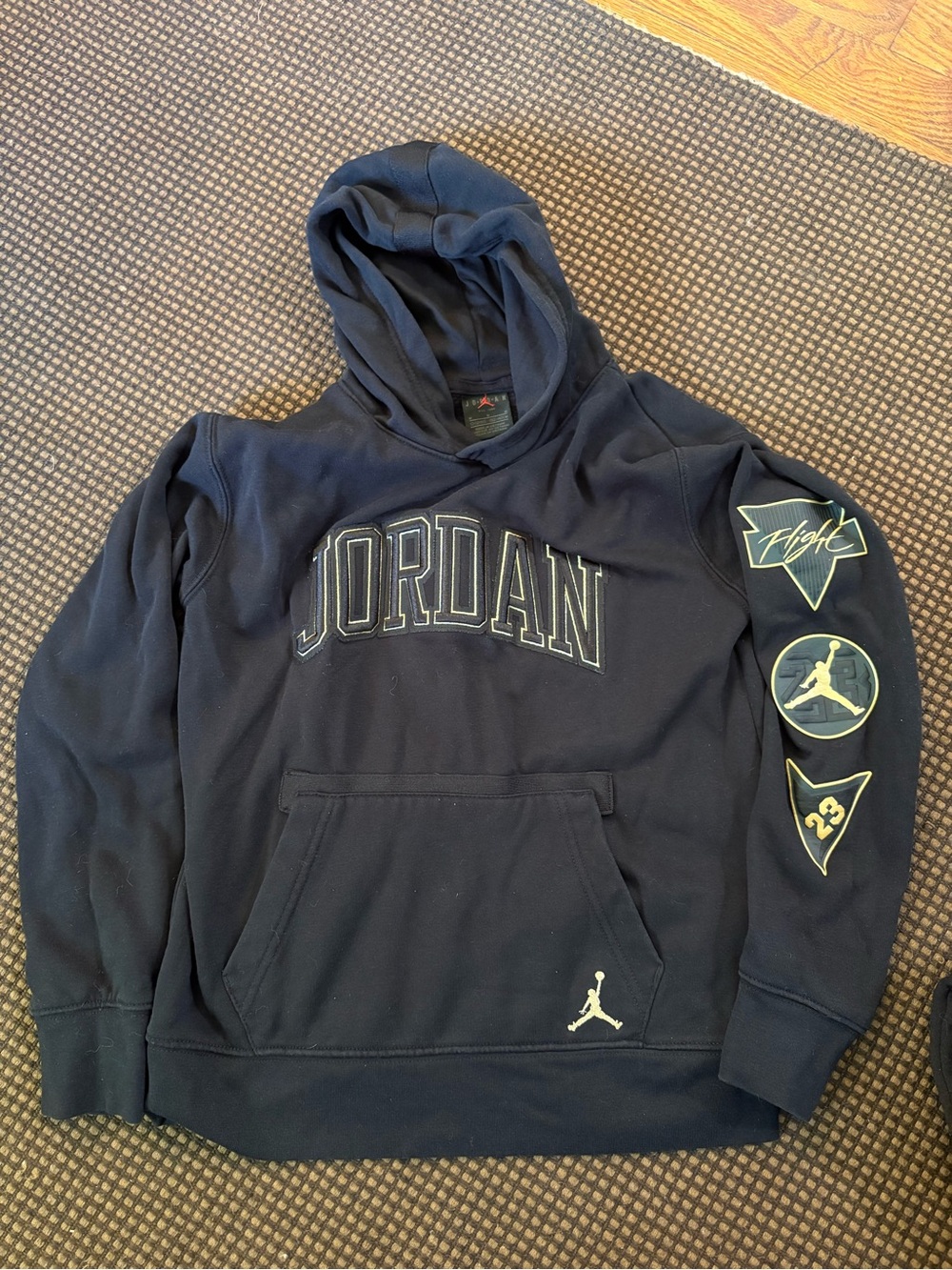 Jordan kids black Crewneck Hoodie with Light Gold Accents